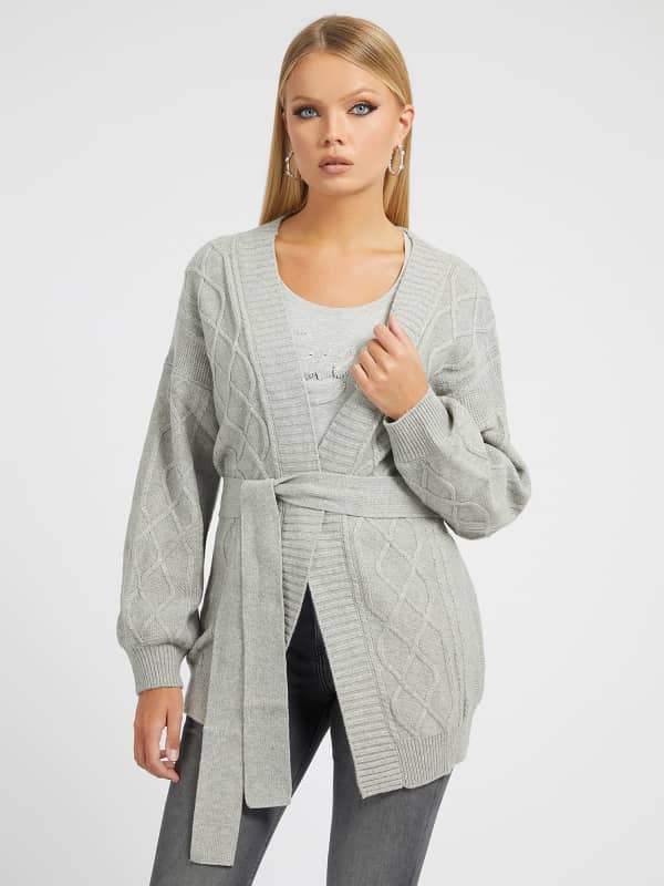 GUESS Cardigan Zopfmuster Wollmix