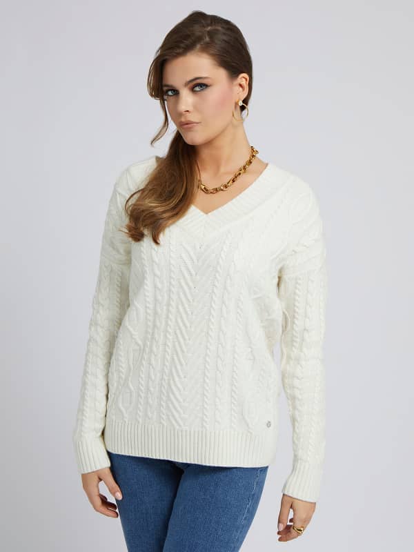 GUESS Pullover Zopfmuster Wollmix