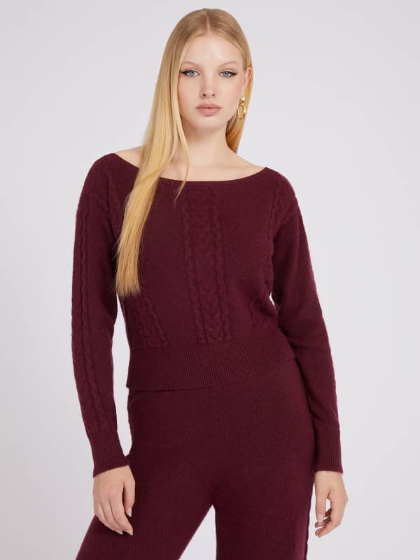 Guess Cable Knit Cashmere Blend Sweater