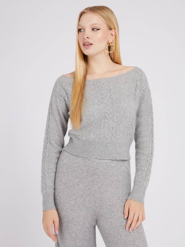 Guess Cable Knit Cashmere Blend Sweater
