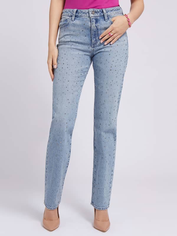 GUESS Jeans Gamba Dritta Con Strass