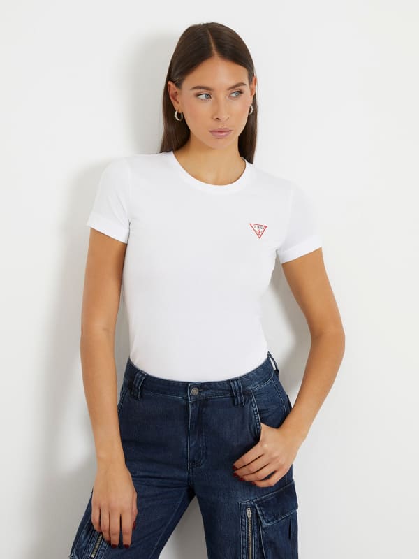 GUESS T-Shirt Stretch Petit Logo Triangulaire