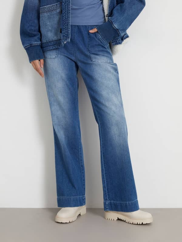 Guess High Rise Wide Leg Denim Pant