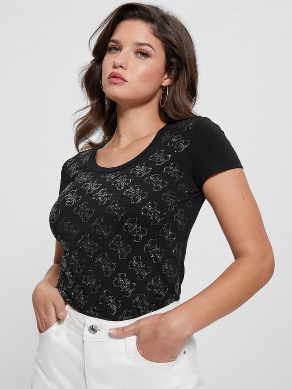 GUESS Camiseta Elástica Logotipo 4G Strass