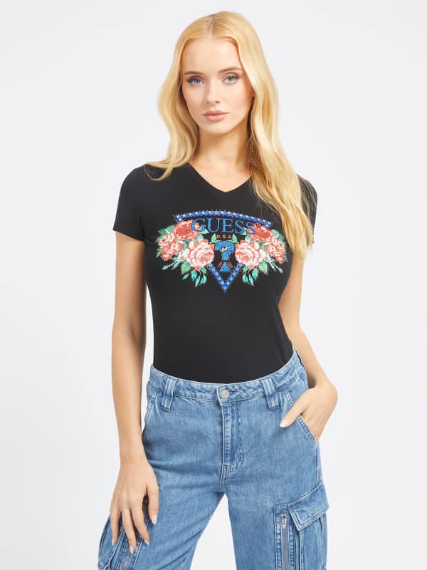 GUESS T-Shirt Stretch Logo Blumen