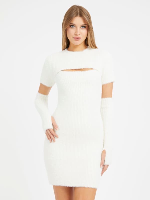 Guess Detachable Sleeves Mini Sweater Dress