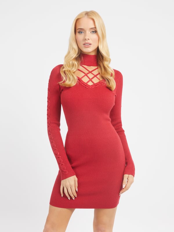 Guess Cut-Out Mini Sweater Dress