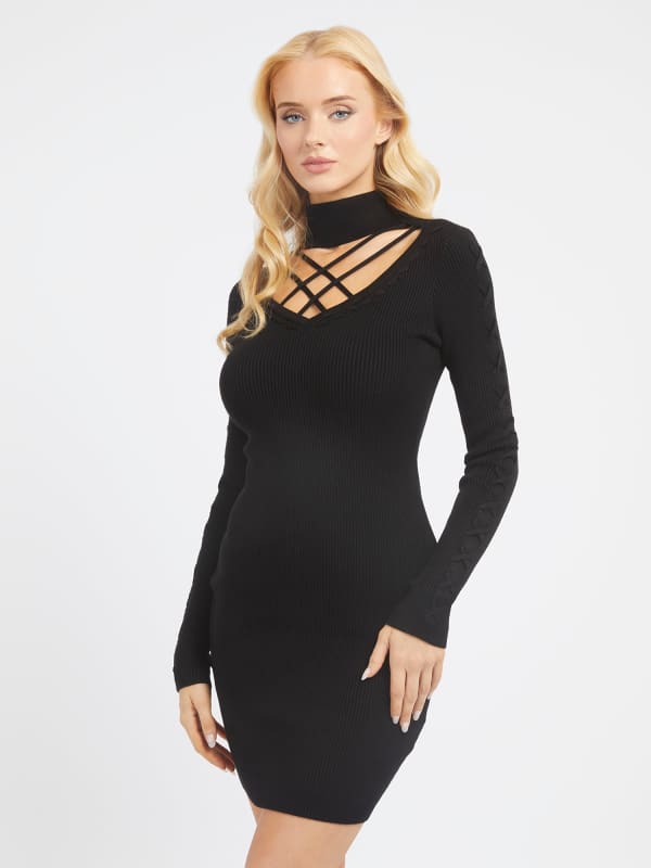 Guess Cut-Out Mini Sweater Dress