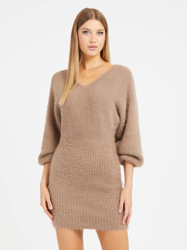 Guess Fuzzy Sweater Midi Dress