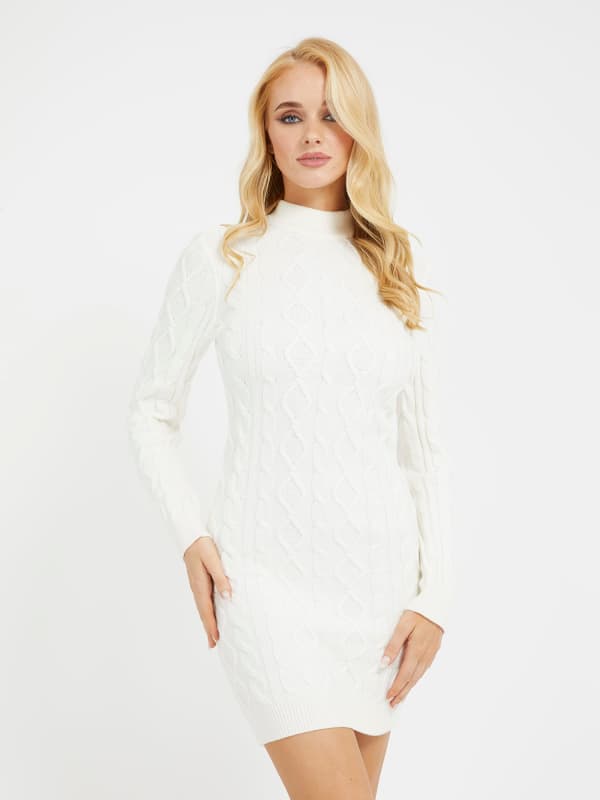 Guess Cable Knit Mini Sweater Dress