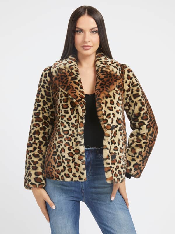 Guess Animalier Faux Fur Jacket