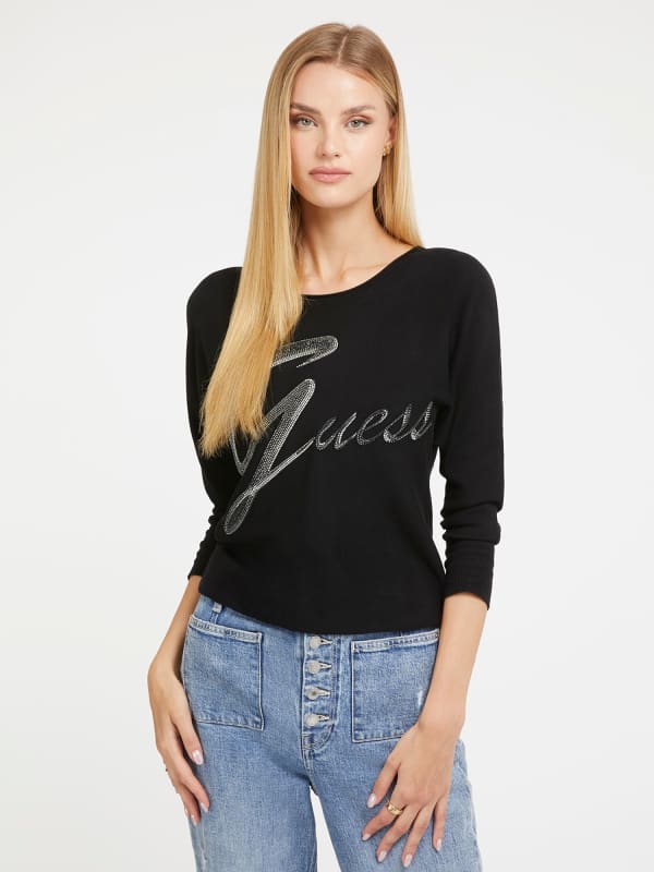 GUESS Sweater Frontlogo Strass