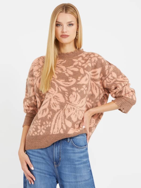 GUESS Jacquard-Pullover Florales Dessin
