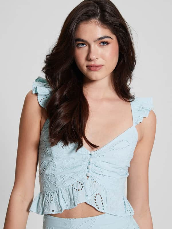 GUESS Top Mit Blumenstickerei