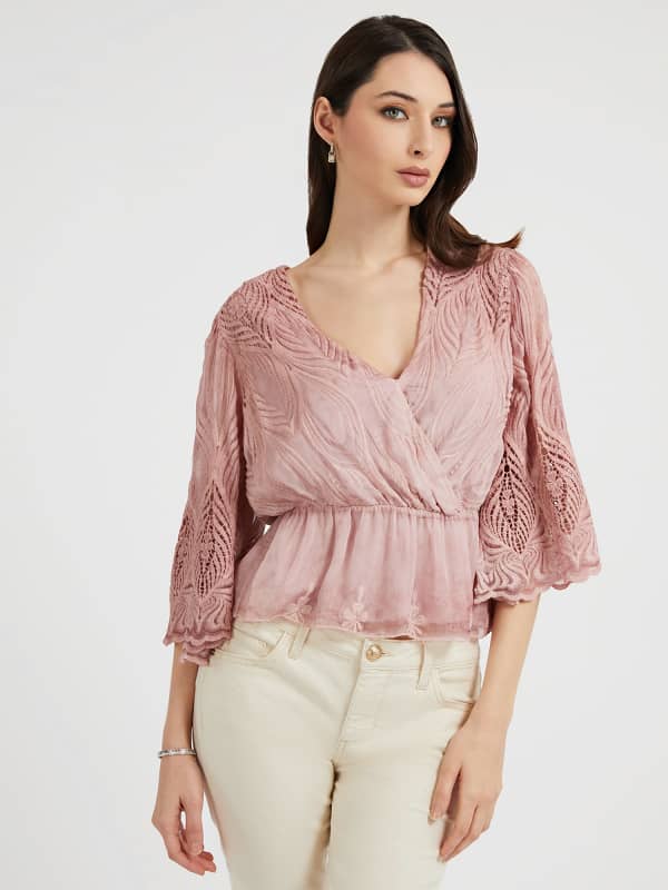 Guess Crinkle Embroidered Top