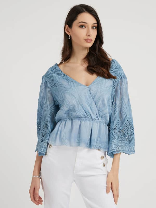 Guess Crinkle Embroidered Top