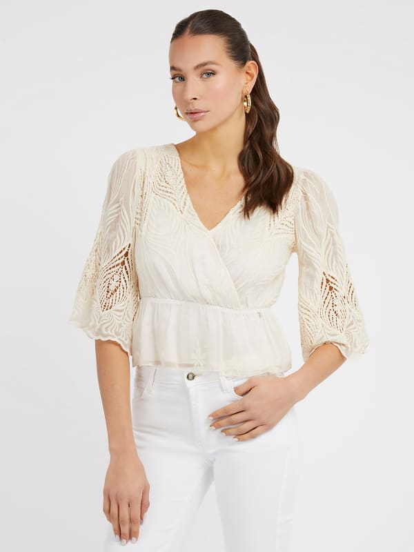 Guess Crinkle Embroidered Top