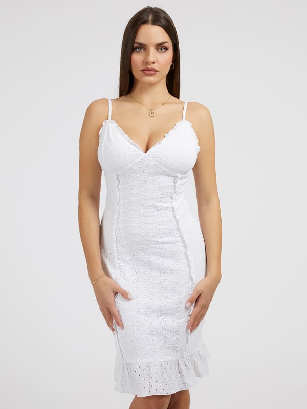 GUESS Baumwollkleid Mit Broderie Anglaise