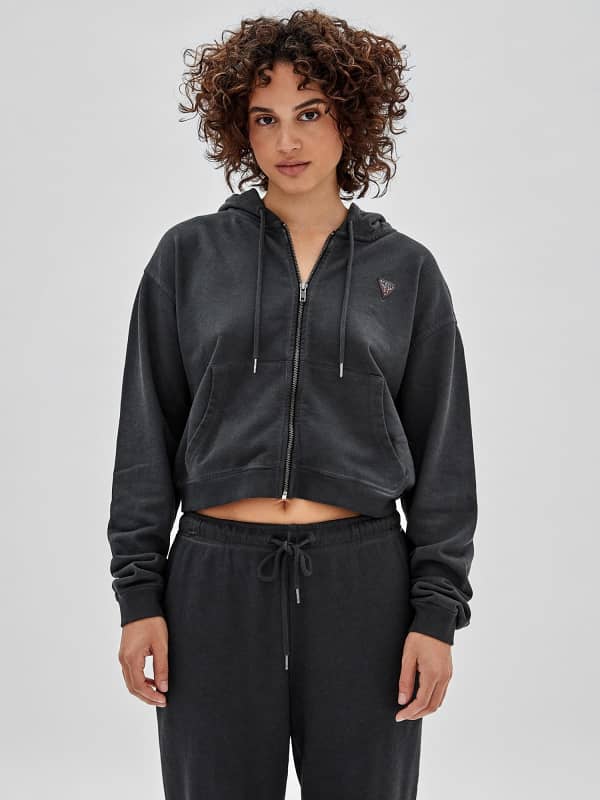 GUESS Sweatjacke Mit Reißverschluss Und Kleinem Logodreieck