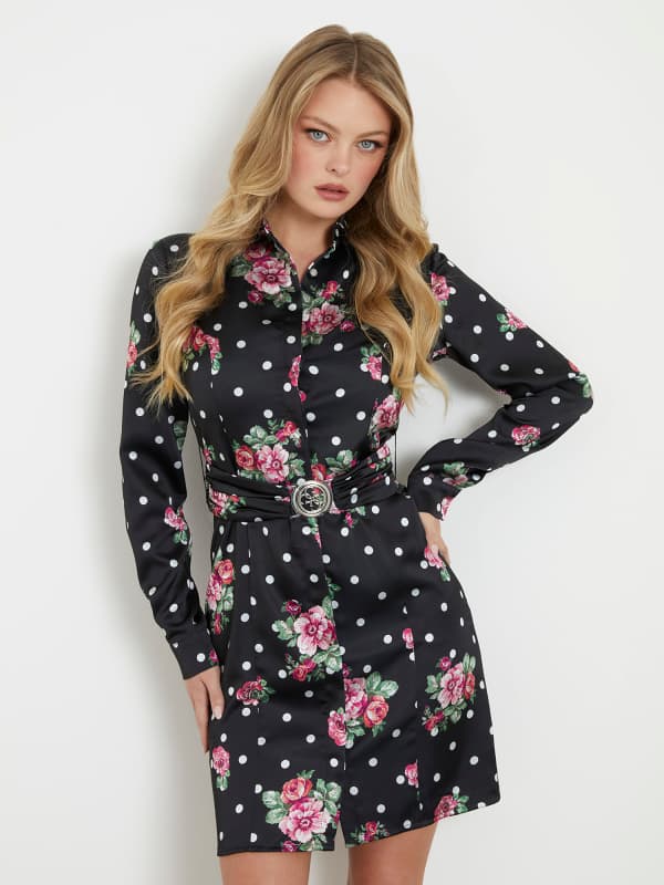 Guess Polka Dots Midi Chemisier Dress