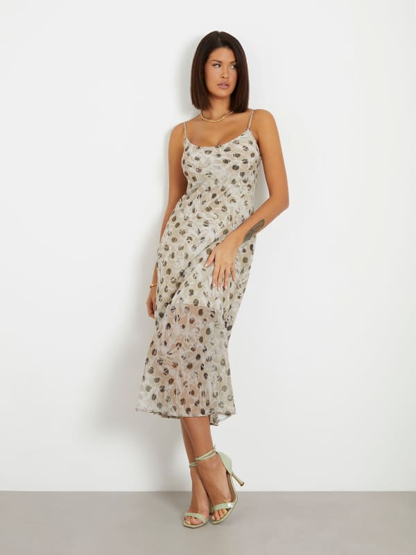 Guess Polka Dots Long Slip Dress