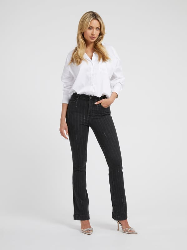 Guess Flare Denim Pant Pin-Striped