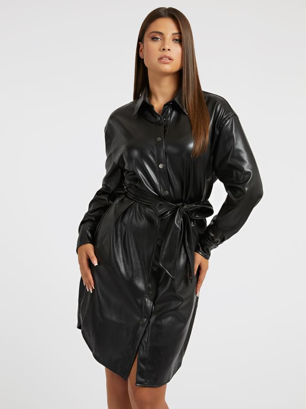 Guess Faux Leather Chemisier Dress