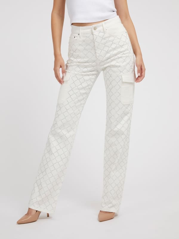 Guess Rhinestones Cargo Denim Pant