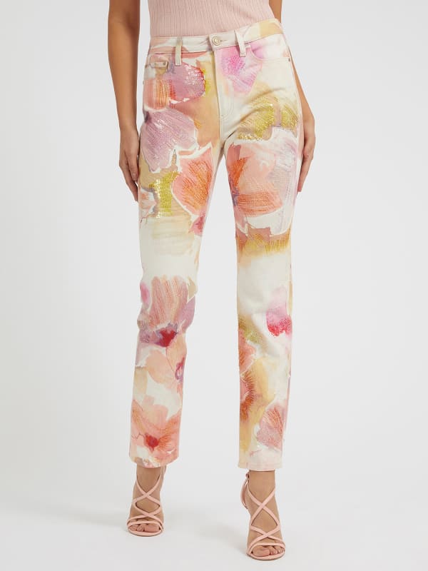 Guess Floral Print Denim Pant