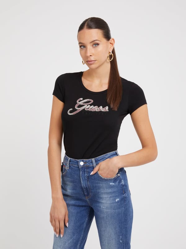 GUESS Camiseta Logotipo Strass