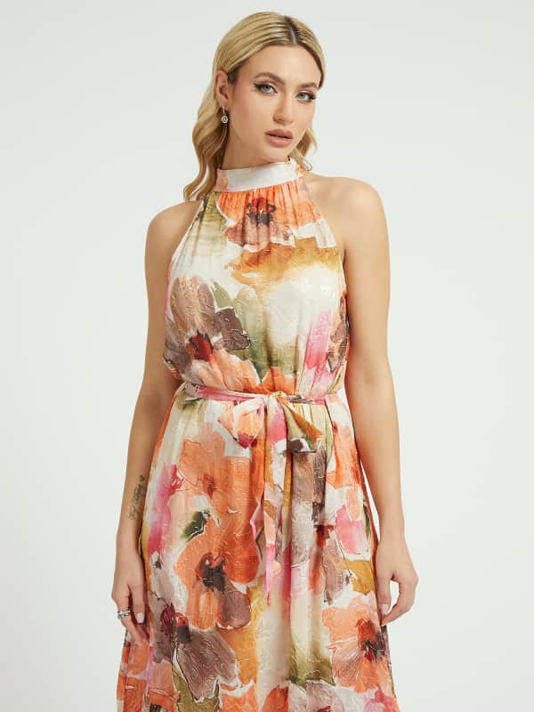 GUESS Vestido Largo Estampado Integral