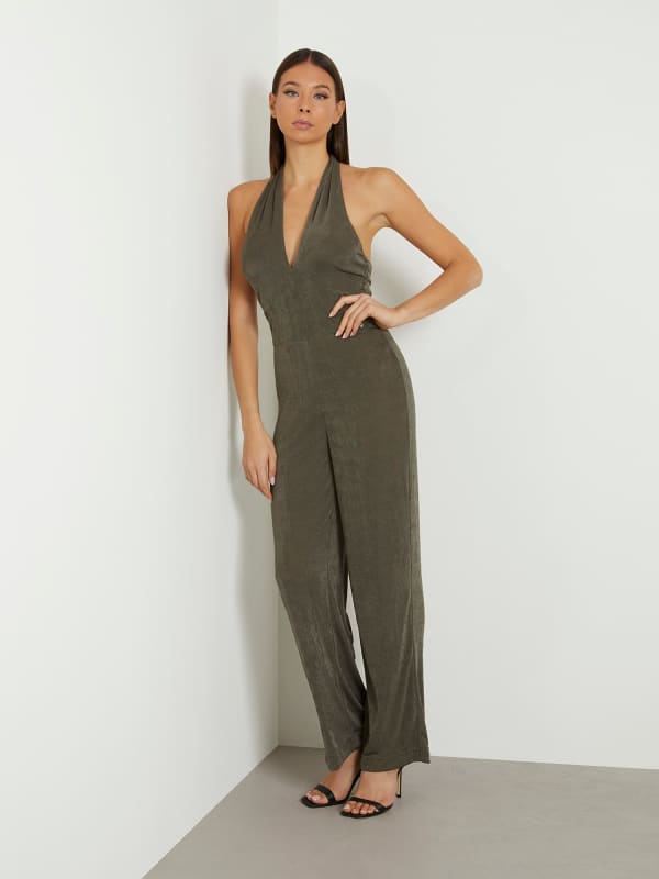 GUESS Jumpsuit Mit Ausgestelltem Bein Aus Rippstrick Mit Glänzender Optik