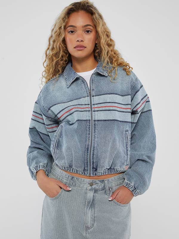 GUESS Gestreifte Jeans-Bomberjacke