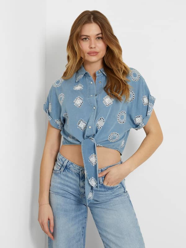 GUESS Camicia Jeans Con Ricami