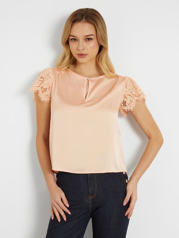 GUESS Top Con Maniche In Pizzo