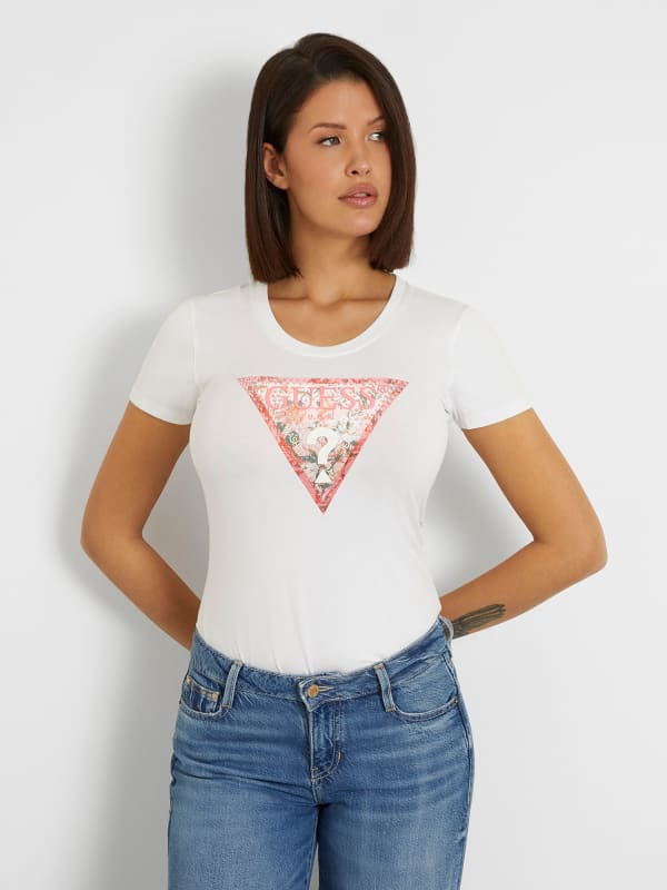 GUESS T-Shirt Met Bloemlogo