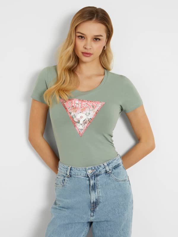 GUESS T-Shirt Met Bloemlogo