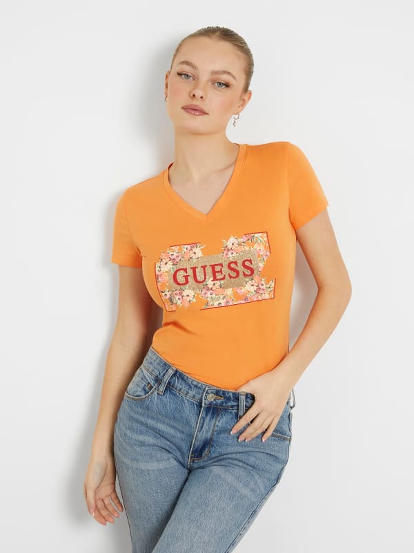 GUESS T-Shirt Stretch Logo Fiori