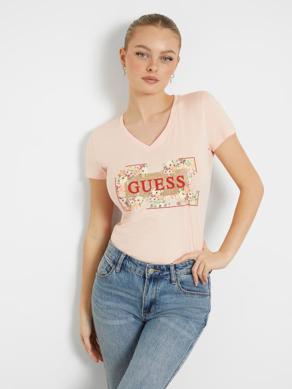 GUESS T-Shirt Stretch Logo Fiori