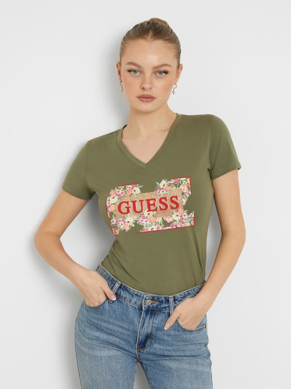 GUESS Camiseta Elástica Con Logotipo Floral