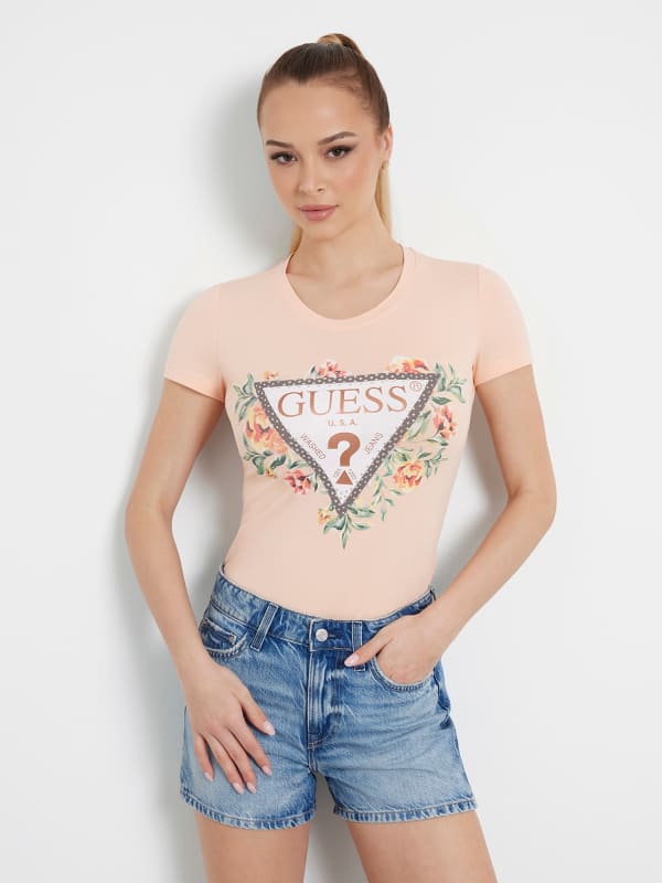 GUESS T-Shirt Stretch Logo Fiori