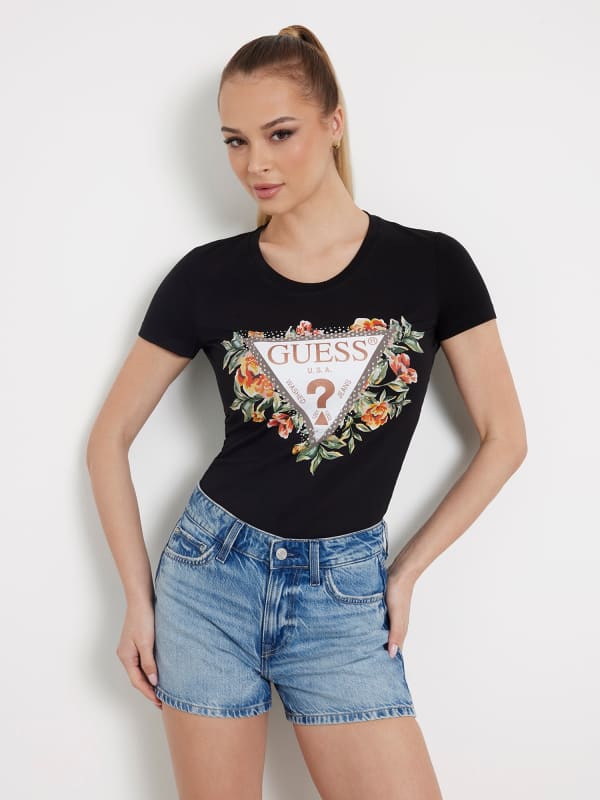 GUESS T-Shirt Stretch Logo Fiori