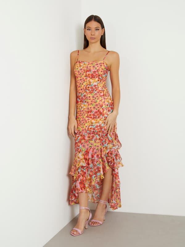 Guess Floral Print Long Dress