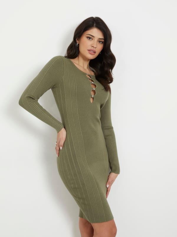 GUESS Mittellanges Bodycon-Strickkleid