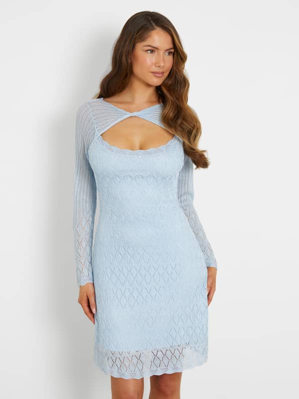 Guess Fit And Flare Mini Sweater Dress