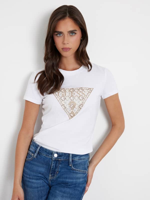 GUESS T-Shirt Stretch Logo Triangulaire