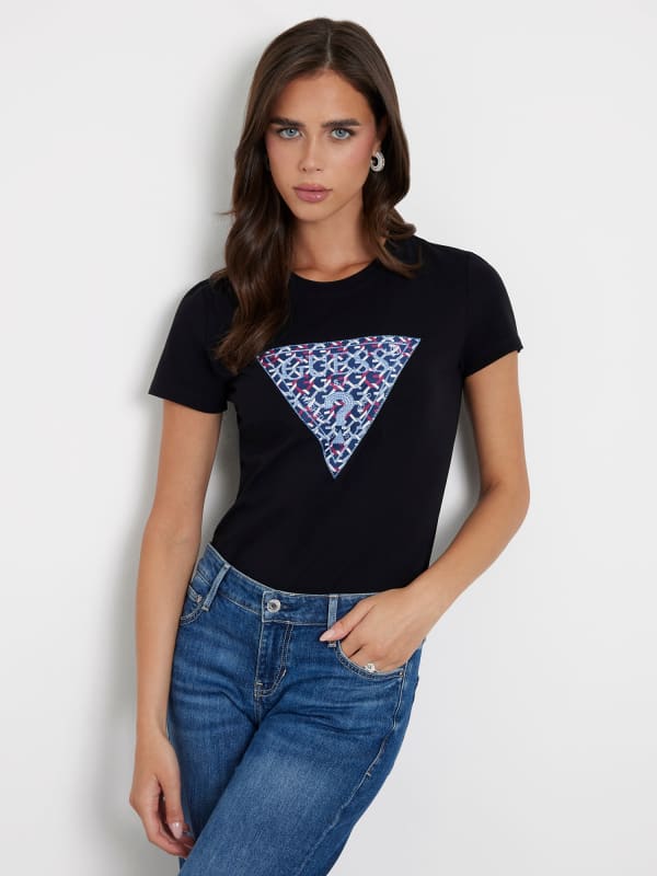 GUESS T-Shirt Stretch Logo Triangulaire