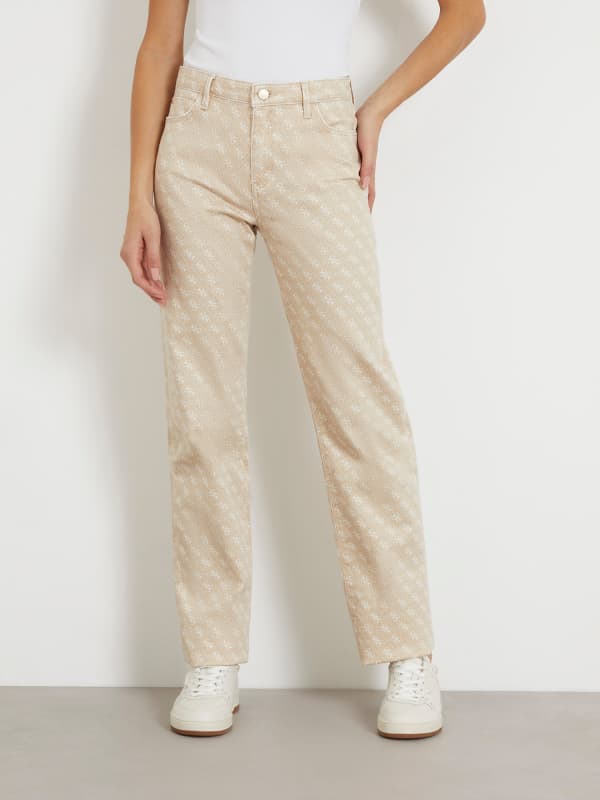 GUESS Pantaloni Straight Logo 4G