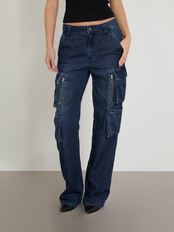 Guess High Rise Cargo Denim Pant