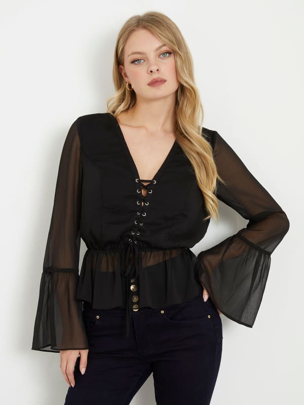 GUESS Blusa In Chiffon Arricciato.